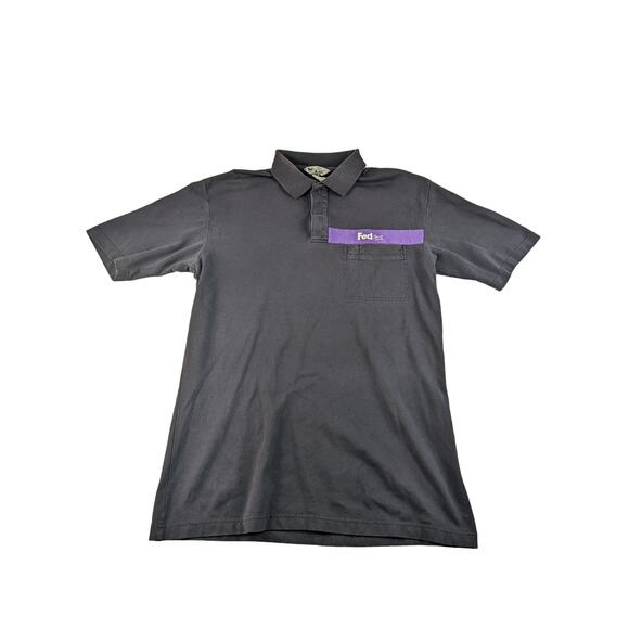 Mens FedEx Stan Herman Polo Shirt Short Sleeve Size L Black Purple Logo - Picture 1 of 13